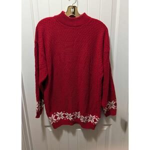 Vintage Morgan Square Red White Balloon Sleeve Holiday Christmas Sweater Size S